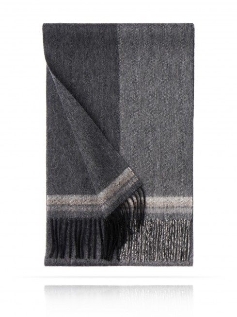 Длиный Шарф из мягчайшей шерсти Merinos (Twill) СЕРЕБРЯННЫЕ ПРИКОСНОВЕНИЯ FTL.W130_STRIP-57A/BR.GR