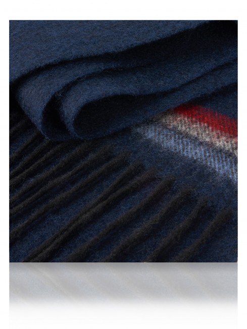 Длиный Шарф из мягчайшей шерсти Merinos (Twill) СИМФОНИЯ С КРАСНЫМ АКЦЕНТОМ FTL.W130_STRIP-57B/BL.SUR