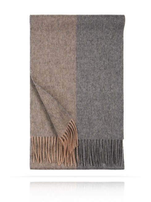 Длиный Шарф из мягчайшей шерсти Merinos (Twill) ДЫМКА НА РАССВЕТЕ FTL.W130_STRIP-62/GR.NUC