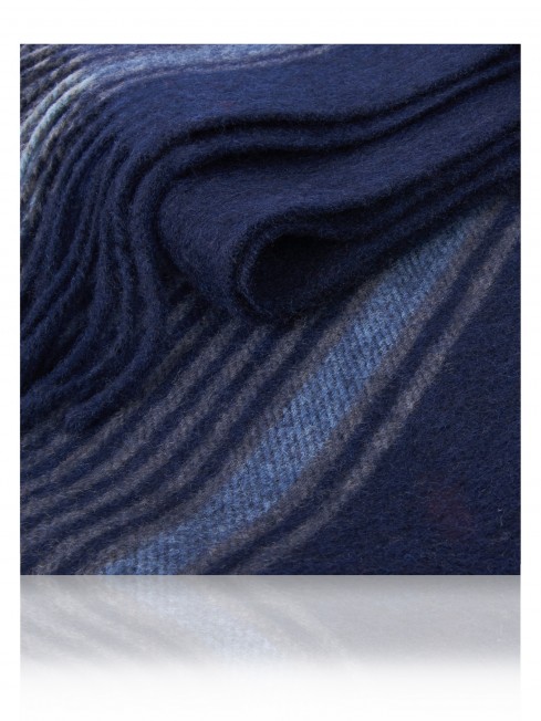 Длиный Шарф из мягчайшей шерсти Merinos (Twill) ТЕМНО-СИНИЙ ИНВАЙТ FTL.W130_STRIP-9A/BR.AZ