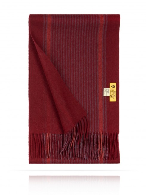 Длиный Шарф из мягчайшей шерсти Merinos (Twill) КАРМИНОВЫЙ FTL.W130_STRIP-9B/BORD