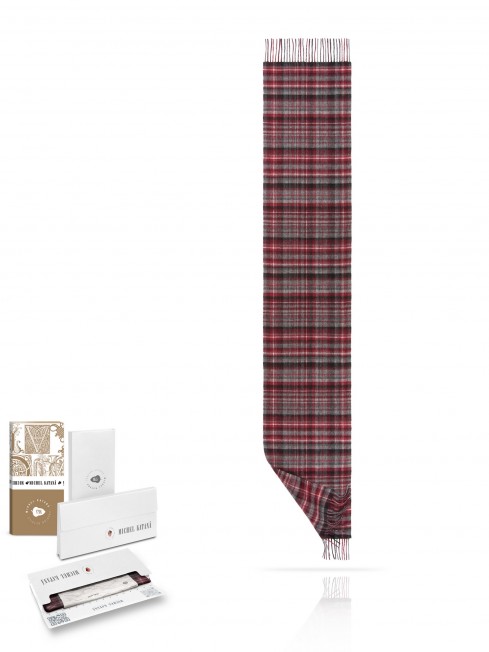 Длиный Шарф из мягчайшей шерсти Merinos (Twill) РУБИН-НА-СИНЕМ FTQ.W120_0643010-2/ROS.GR