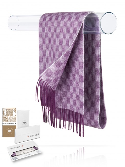 Длиный Шарф из мягчайшей шерсти Merinos (Twill) ШАХ-ГАРМОНИЯ FTQ.W120_NCH-1/PURP