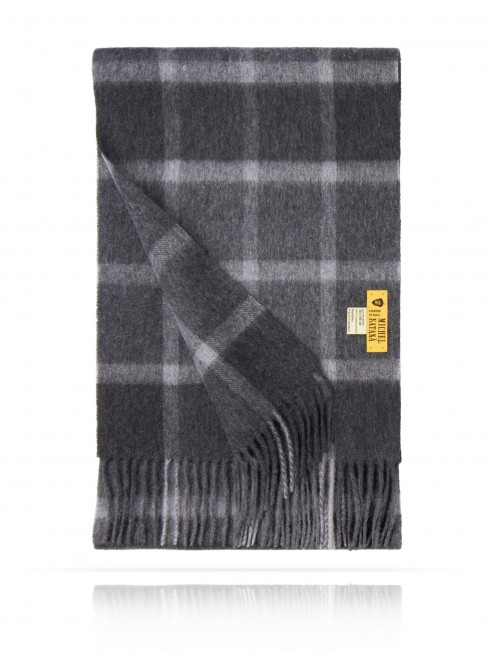 Длиный Шарф из мягчайшей шерсти Merinos (Twill) ГРАФИТОВЫЙ ЭЛЕГАНТ FTQ.W130_GZ-663/GREY.WH