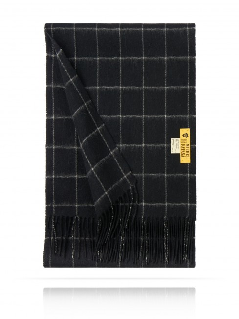 Длиный Шарф из мягчайшей шерсти Merinos (Twill) КОНТРАСТЫ-ВО-ВРЕМЕНИ FTQ.W135_GZ-707/BL.WH