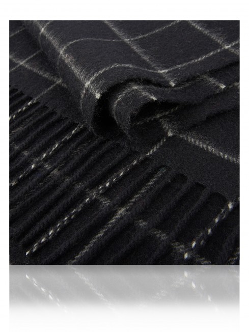 Длиный Шарф из мягчайшей шерсти Merinos (Twill) КОНТРАСТЫ-ВО-ВРЕМЕНИ FTQ.W135_GZ-707/BL.WH