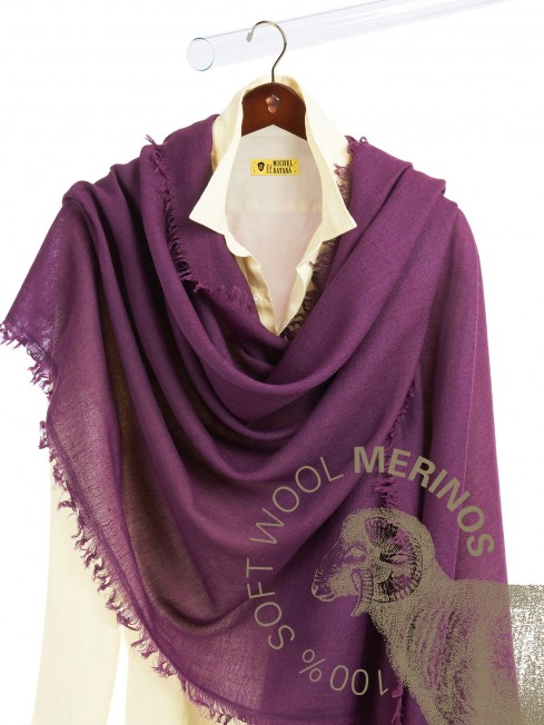 VINTAGE BERGE DEEP PURPLE, огромный 110*220 см шерстяной Палантин из Шерсти MERINOS, мягкой ручной пряжи средней тяжести. JW100-BERGE/DEEP.PURPLE