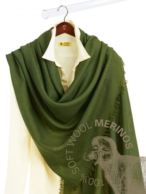 VINTAGE BERGE OLIVE, огромный 110*220 см шерстяной Палантин из Шерсти MERINOS, мягкой ручной пряжи средней тяжести. JW100-BERGE/OLIVE
