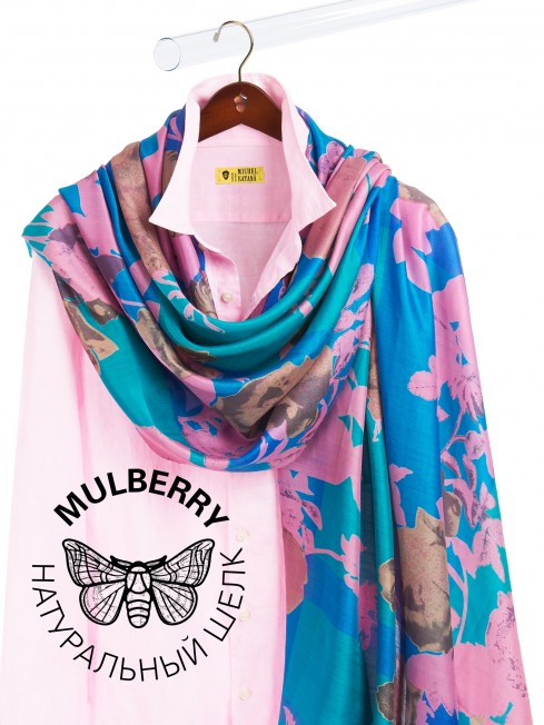 Палантин Женский SN40-WATER.FLOWER/BLUE