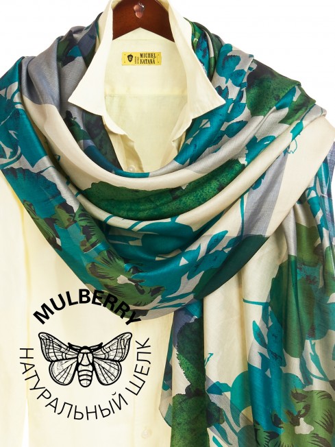 Палантин Женский SN40-WATER.FLOWER/GREEN