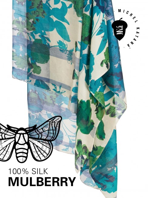 Палантин Женский SN40-WATER.FLOWER/GREEN