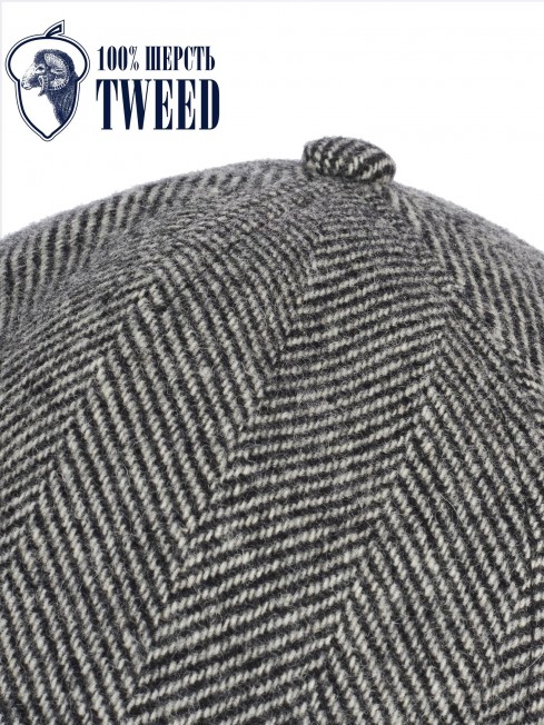 Кепка с козырьком, Бейсболка Мужская-Унисекс TWEED GLASGOW CLOUD из твида (Плотная Костюмно-Блейзерная ШЕРСТЬ) TWEED.6-GLASGOW/CLOUD