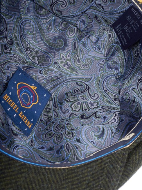 Кепка с козырьком, 8ми-клинка Мужская-Унисекс TWEED EDINBURG MOSS из твида (Плотная Костюмно-Блейзерная ШЕРСТЬ) TWEED.8-EDINBURG/MOSS