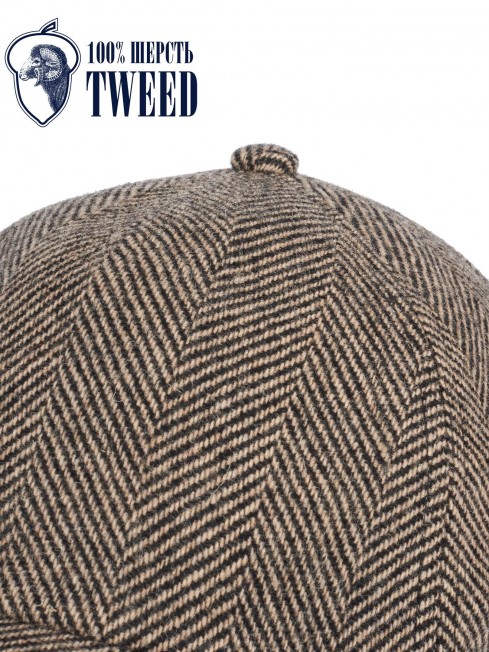 Кепка с козырьком, Бейсболка Мужская-Унисекс TWEED GLASGOW LATE MIST из твида (Плотная Костюмно-Блейзерная ШЕРСТЬ) TWEED.6-GLASGOW/LATE.MIST