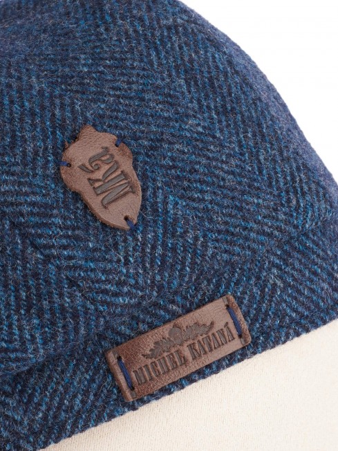 Кепка с козырьком, 8ми-клинка Мужская-Унисекс TWEED EDINBURG MARIN MIST из твида (Плотная Костюмно-Блейзерная ШЕРСТЬ) TWEED.8-EDINBURG/MARIN.MIST