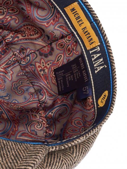 Кепка с козырьком, 8ми-клинка Мужская-Унисекс TWEED EDINBURG LATE MIST из твида (Плотная Костюмно-Блейзерная ШЕРСТЬ) TWEED.8-EDINBURG/LATE.MIST